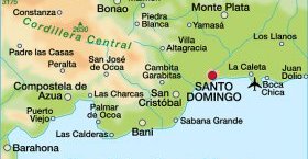 расположение на карте столицы Доминиканы Санто-Доминго